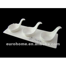 Airline porcelain/ceamic tableware 3 taste serving spoon set-AL001